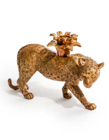 Prowling Leopard Candle Holder