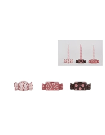 Set of 3 Ceramic Assorted Candy Candle Holders (to be bought in qtys of 2)