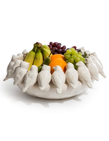 White Ceramic Flock of Birds Bowl