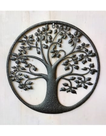 Matt Black Hammered-Effect "Tree of Life" Wall Decor