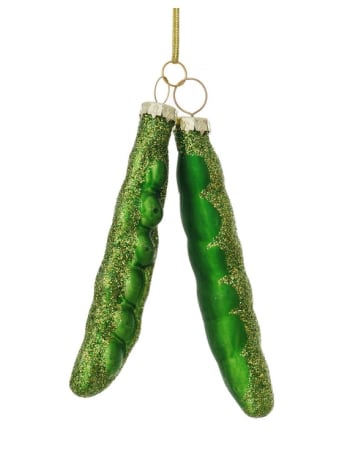 Green Beans Decorative Glass Hanging Ornament (to be bought in qtys of 12)