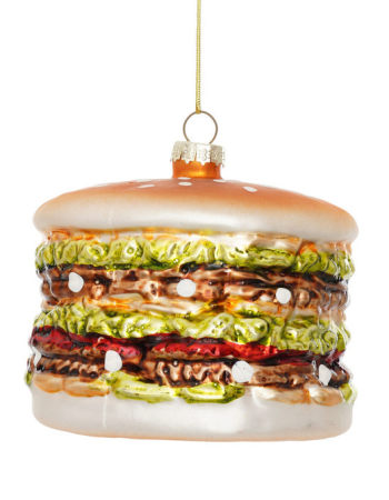 Burger Decorative Glass Hanging Ornament (to be bought in qtys of 6)