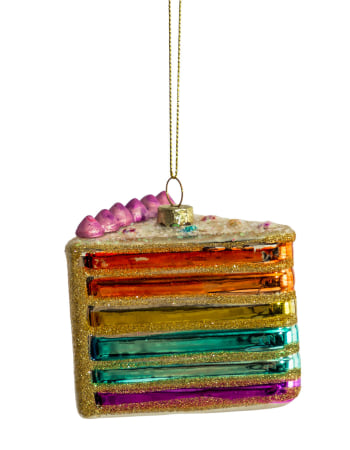 Cake Slice Decorative Glass Hanging Ornament (to be bought in qtys of 12)