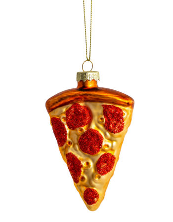Pizza Slice Decorative Glass Hanging Ornament (to be bought in qtys of 12)