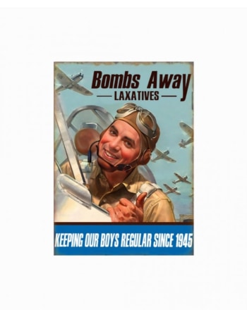 Retro Metal "Bombs Away" Laxatives Wall Sign 30x40cm