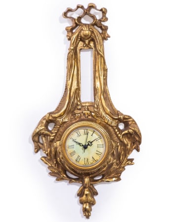 Antique Gold Wall Hanging Ornate Bow Clock