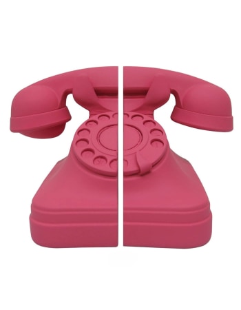 Set of Matt Pink/Red Telephone Bookends