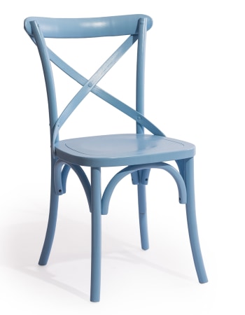 Pastel Blue Reclaimed Elm Cross-Back Dining Chair