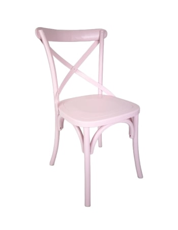 Pastel Pink Reclaimed Elm Cross-Back Dining Chair