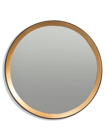 Large Round Black & Gold Deep-Framed Belgravia Wall Mirror
