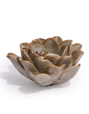 Mottled Burnt Cream Floral Ceramic Tealight Holder (to be bought in qtys of 4)