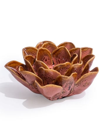 Mottled Pink Floral Ceramic Tealight Holder (to be bought in qtys of 4)