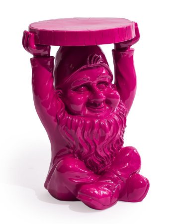 Electric Pink Gnome "Trunk Slice" Side Table