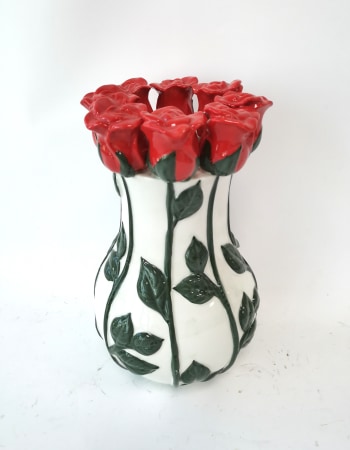 Ceramic Multi Red Roses Vase