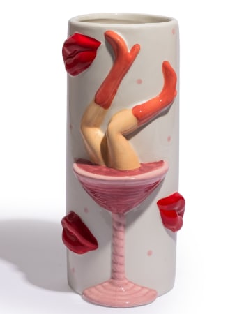 "Drunk in Love" Cocktail & Lips Ceramic Vase
