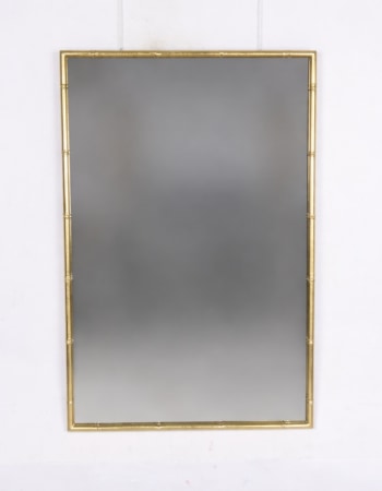 Antique Gold Rectangular Metal Bamboo Wall Mirror