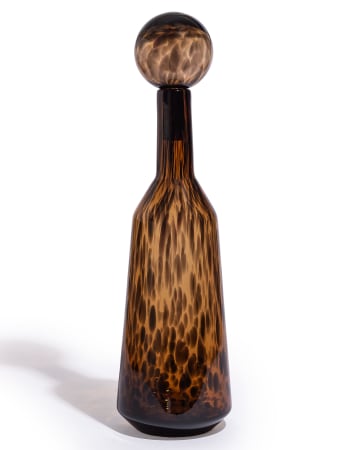 Tall Amber Leopard Print Glass Apothecary Bottle