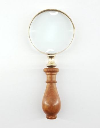 Small Brass Magnifying Glass with Brown Wood Handle