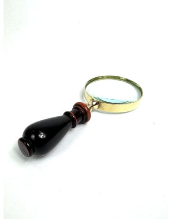 Small Brass Magnifying Glass with Black Wood Handle