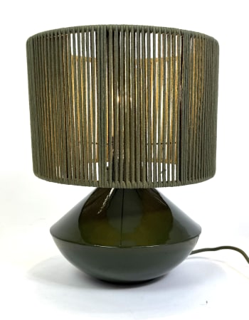 Forest Green Table Lamp w/ Ribbed Corded Shade (to be bought in qtys of 2)