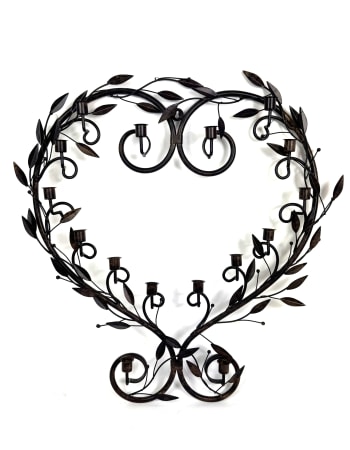 Large Antiqued Bronze Heart Wreath Wall Sconce