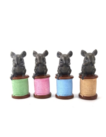 Assorted Set of 4 Mice on Pastel Colour Cotton Reels