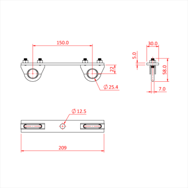 Doughty T63754 Six Track Parallel Bracket 150mm DImensions Stage Electrics