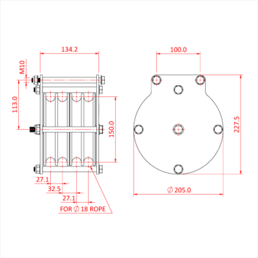 Doughty T42944  Heavy Duty Pulley Rope 150mm 400Kg Quad Stage Electrics
