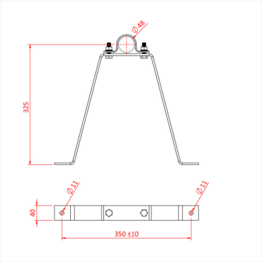Doughty T33300 48mm Pipe to Wall Bracket Large Zinc Dimensions Stage Electrics