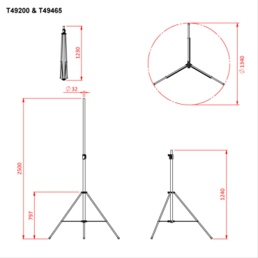 Doughty T49465 Club 25 Nightclub Stand 2.5m Black Dimension Stage Electrics