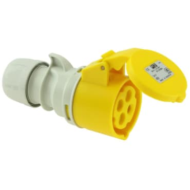 PCE 214-4 16A 110V 4pin Motor Cable Socket IP44 - Yellow