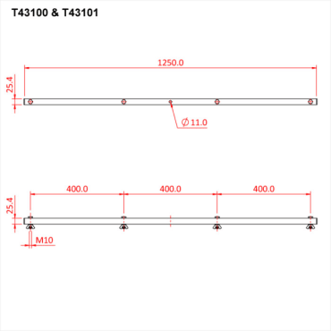 Doughty  T43101 Tee Bar Square 1250mm 4 Lantern Black Dimensions Stage Electrics