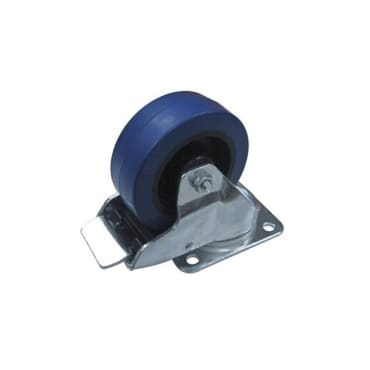 Penn W9008-V6 Castor with Swivel Blue Rubber Wheel & Brake - 100mm / 1.4" (250kg)