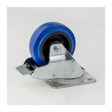 Penn W0985-V6 Castor with Swivel Blue Rubber Wheel & Brake - 100mm / 1" (200kg)