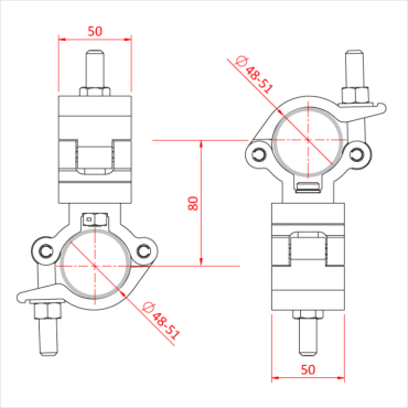 Doughty T58110 Lightweight 50mm Fixed Coupler 90° Dimension Stage Electrics
