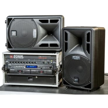 Stage Electrics ENCSPSS0H2L Silver Portable Sound System - 2x Lavalier