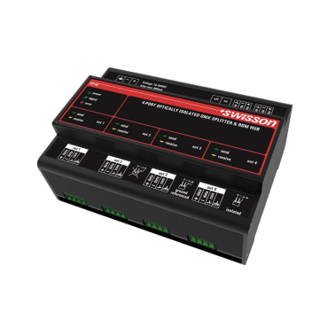 Swisson ISP-4R-DC-TERM 20 10 20 4-Way DIN Rail DMX/RDM Splitter Stage Electrics