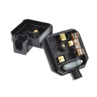 Permaplug HDPT13B 13A Plastic Cable Plug with Sleeved Pins - Black