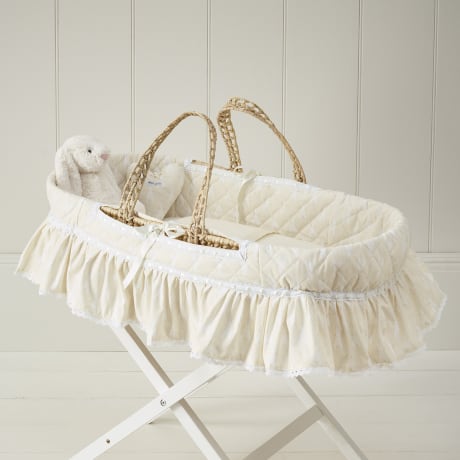 Moses Basket Set - Rabbit Trellis Cream