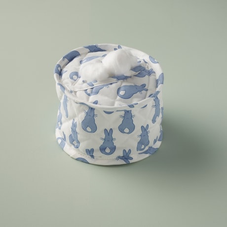 Cotton Wool Holder - Rabbit Trellis / Blue