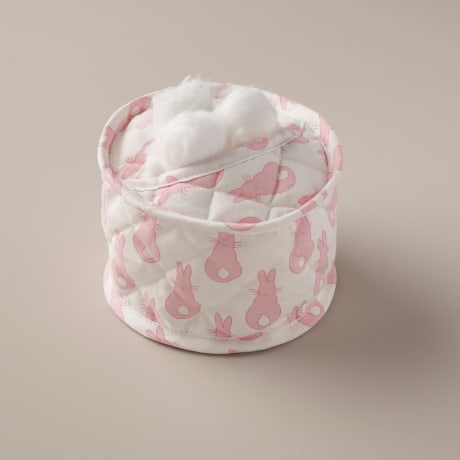 Cotton Wool Holder - Rabbit Trellis / Pink