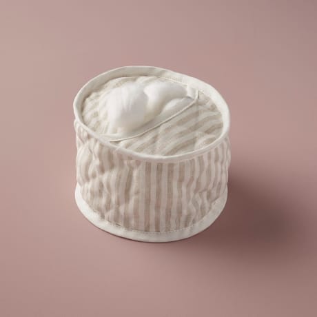 Cotton Wool Holder - Linen Stripe / Beige