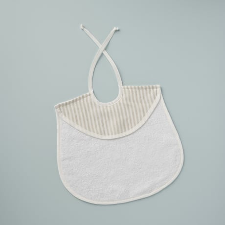 Large Bib - Linen Stripe / Beige