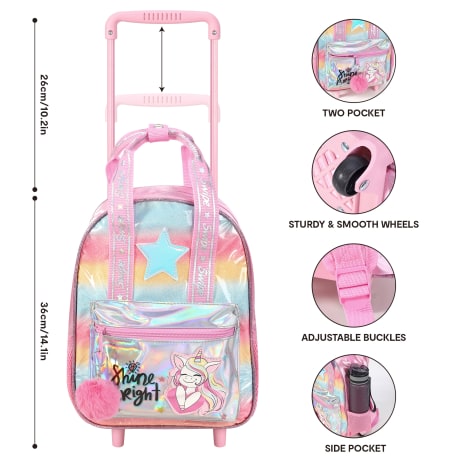Hartom Shine Bright Unicorn Backpack Trolley