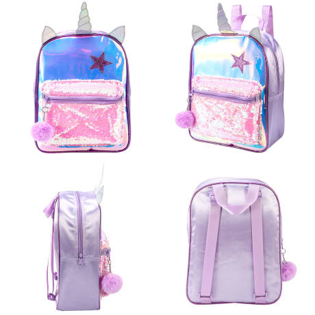 Playtoy sequin with front pocket backpack(Unicorn)