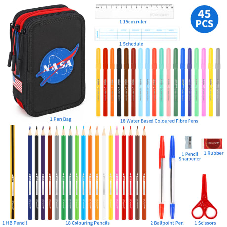 NASA 3 Zipped Filled Pencil Case