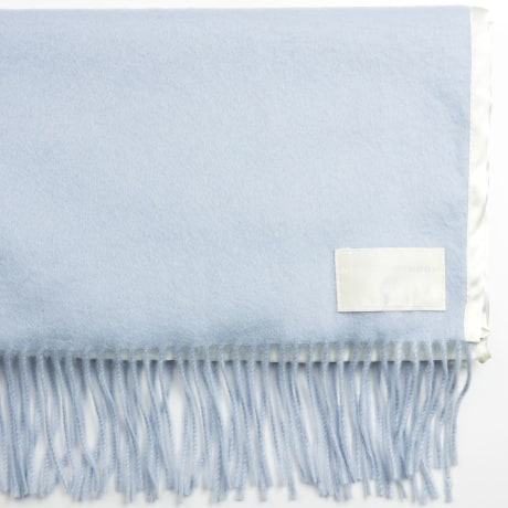 Cashmere Fringe Pram Blanket - Blue