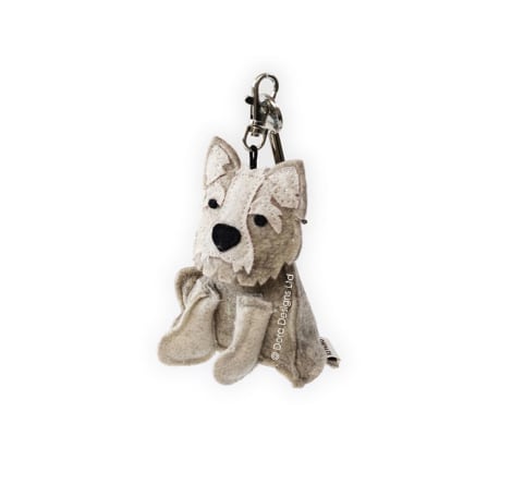 Plaid Calum Cairn Terrier Fabric Keyring by Dora Designs