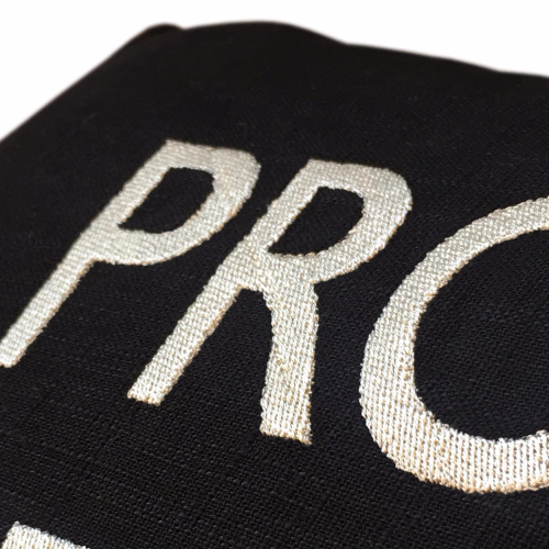 Prosecco served daily embroidered black cushion with duck foam pad