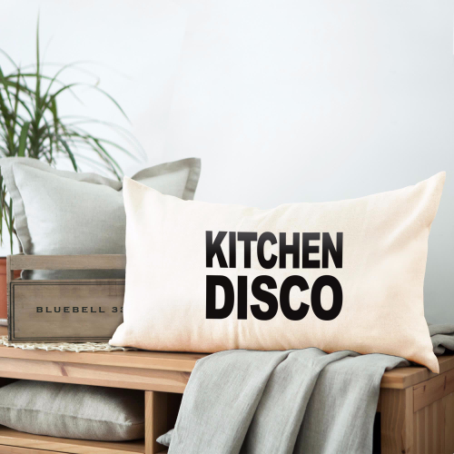 Kitchen disco black vinyl printed cushion